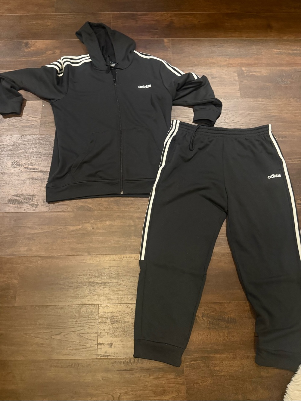 adidas Black Hoodie & Joggers with White Three-Stripes